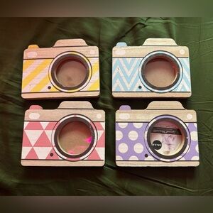 Wooden Camera Photo Frames Set - Multicolor